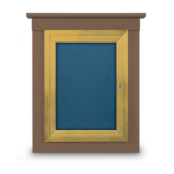 72"x36" 3-Door Enclosed Letterboard, Green Felt/Lt Oak